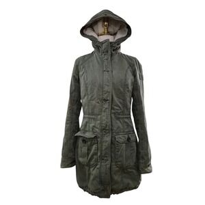 Abercrombie & Fitch Parka Jacket Women's Sz Small Sherpa‎ Lined Green Military